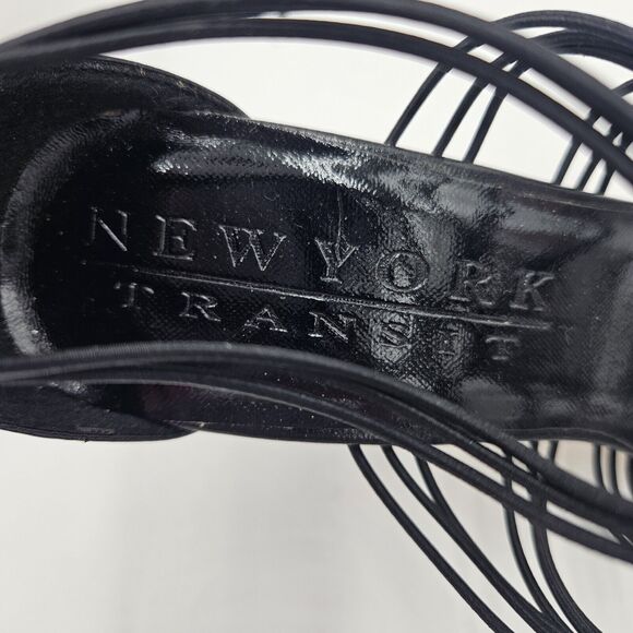 New York Transit Forever Black Strappy Patent Leather 3" Heels Size 7.5M Wedding - Picture 3 of 10